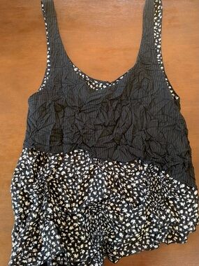 Women's Black Floral Layered Tank Top